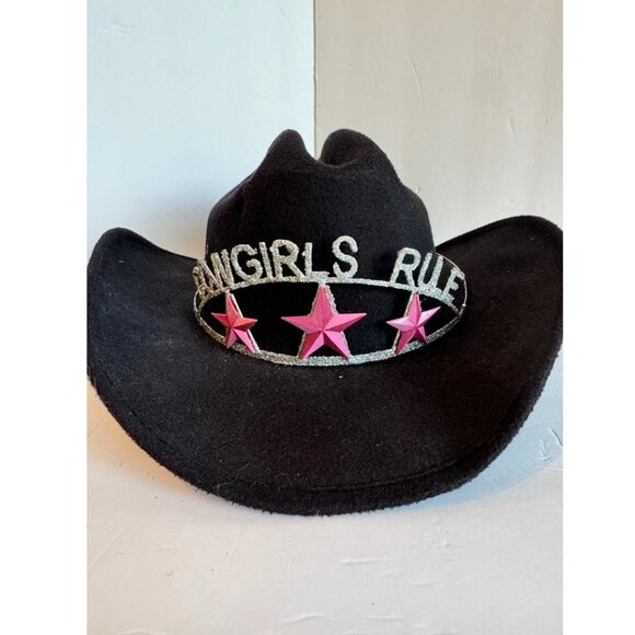 Set of 10 COWGIRLS RULE Sparkle Pink Star Hat Bands Tiaras Bridal Shower Theme main image 5